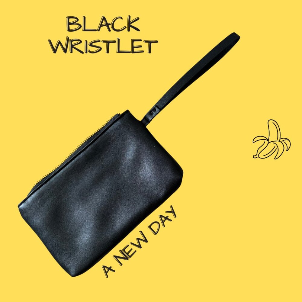 Black Faux Leather Wristlet